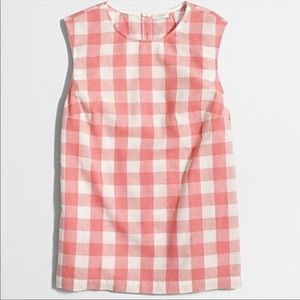 JCrew Coral Gingham Tank Sz 8 cotton/linen blend